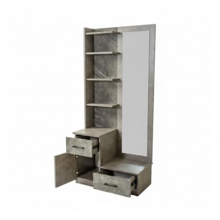 Dreamscape Dressing Table With Pouf Dark Ash Glossy & Light Ash