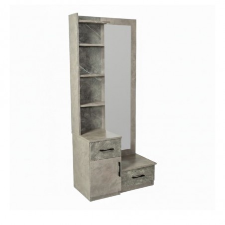 Dreamscape Dressing Table With Pouf Dark Ash Glossy & Light Ash