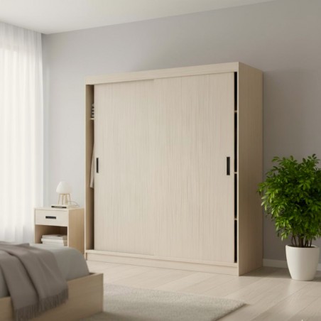 Curtis Wardrobe 2 Doors Sliding Maple Grey In MDF