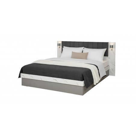Venicia Bed 160x200 cm Upholstered With Lamps In MDF/Plywood