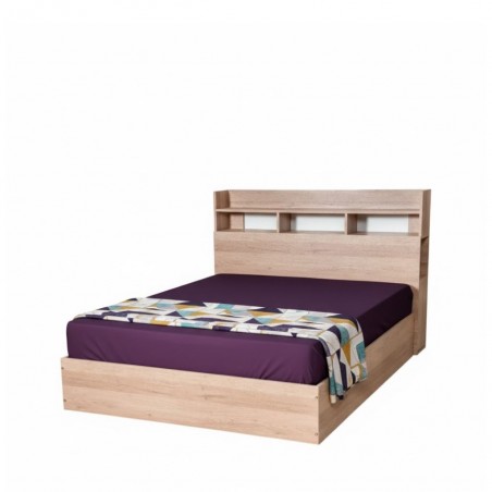 Sapphire Bed 150x190 cm With Shelves MDF Red Oak