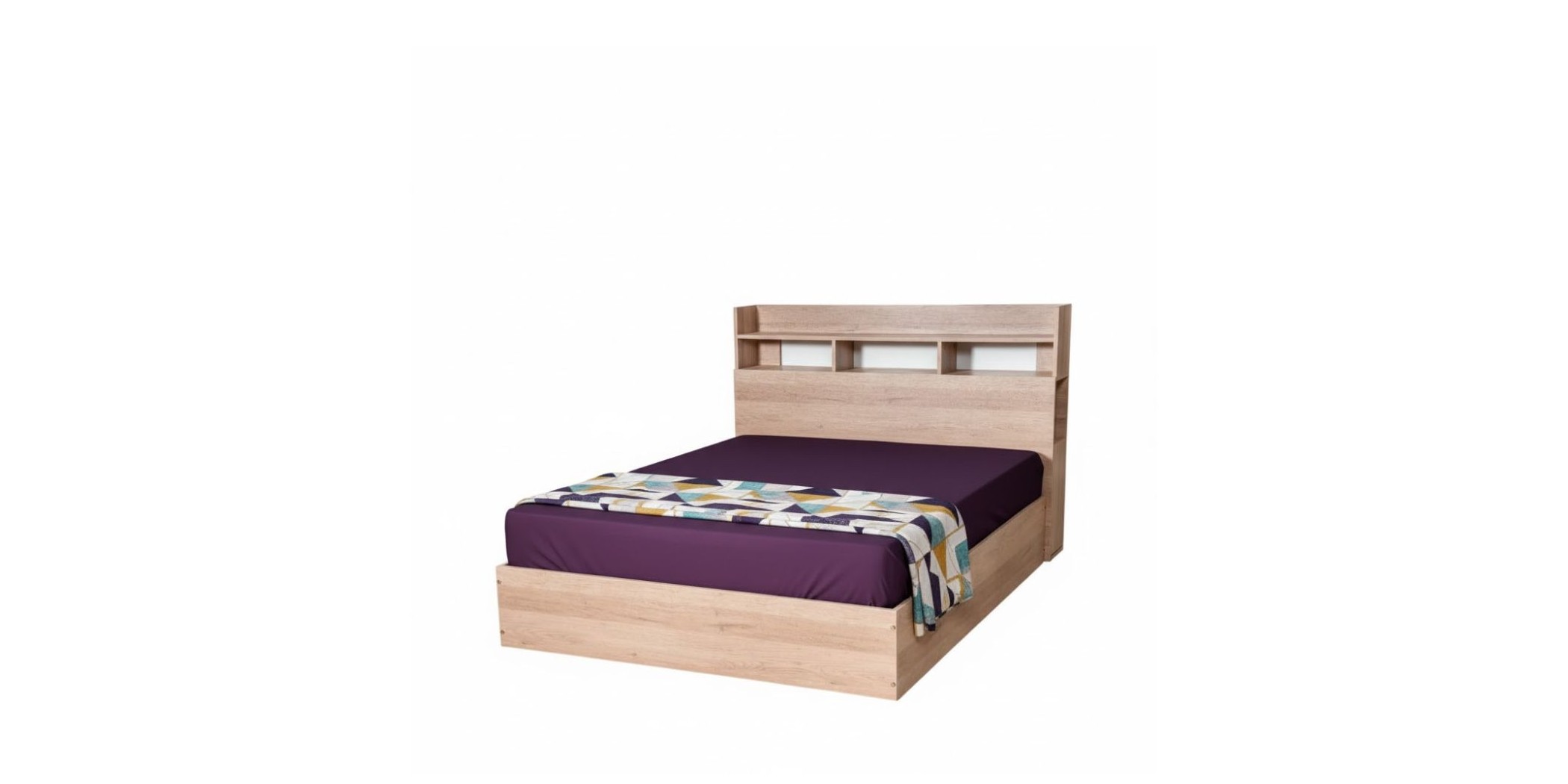 Sapphire Bed 150x190 cm With Shelves MDF Red Oak