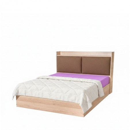 Diamond Bed 150x190 cm Upholstered MDF Red Oak