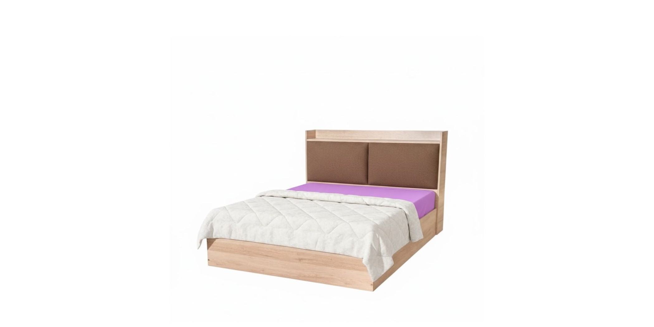 Diamond Bed 150x190 cm Upholstered MDF Red Oak