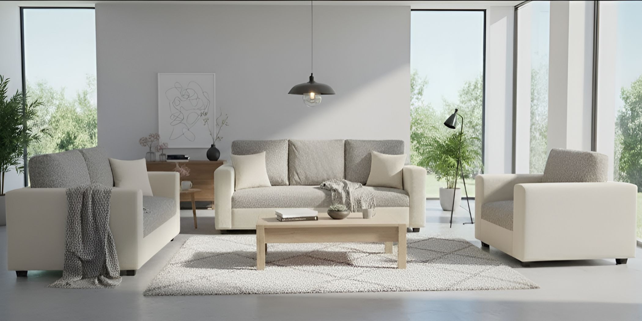 Conrad 3+2+1 In Beige Fabric