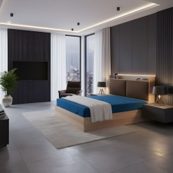 Diamond Bed 180x200 cm Upholstered MDF Red Oak