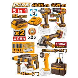 Ingco Ckli2059 5Pcs Cordless Industrial Combo Kit