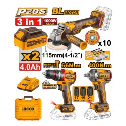Ingco Cosli241291 3 Pcs Cordless Combo Kit