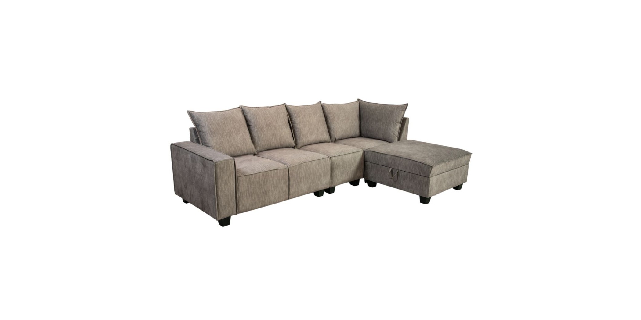 Hunter Corner W/Storage Ottoman Fabric Brown