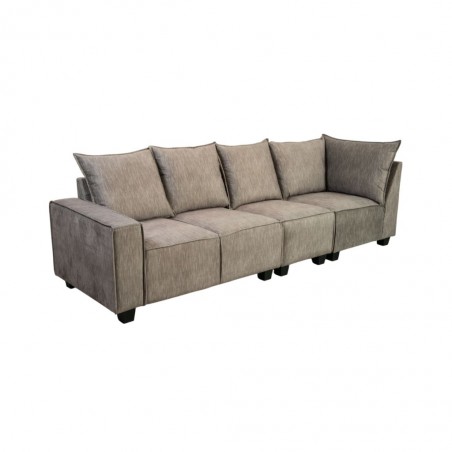 Hunter Corner W/Storage Ottoman Fabric Brown