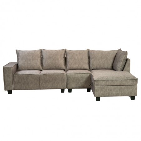 Hunter Corner W/Storage Ottoman Fabric Brown