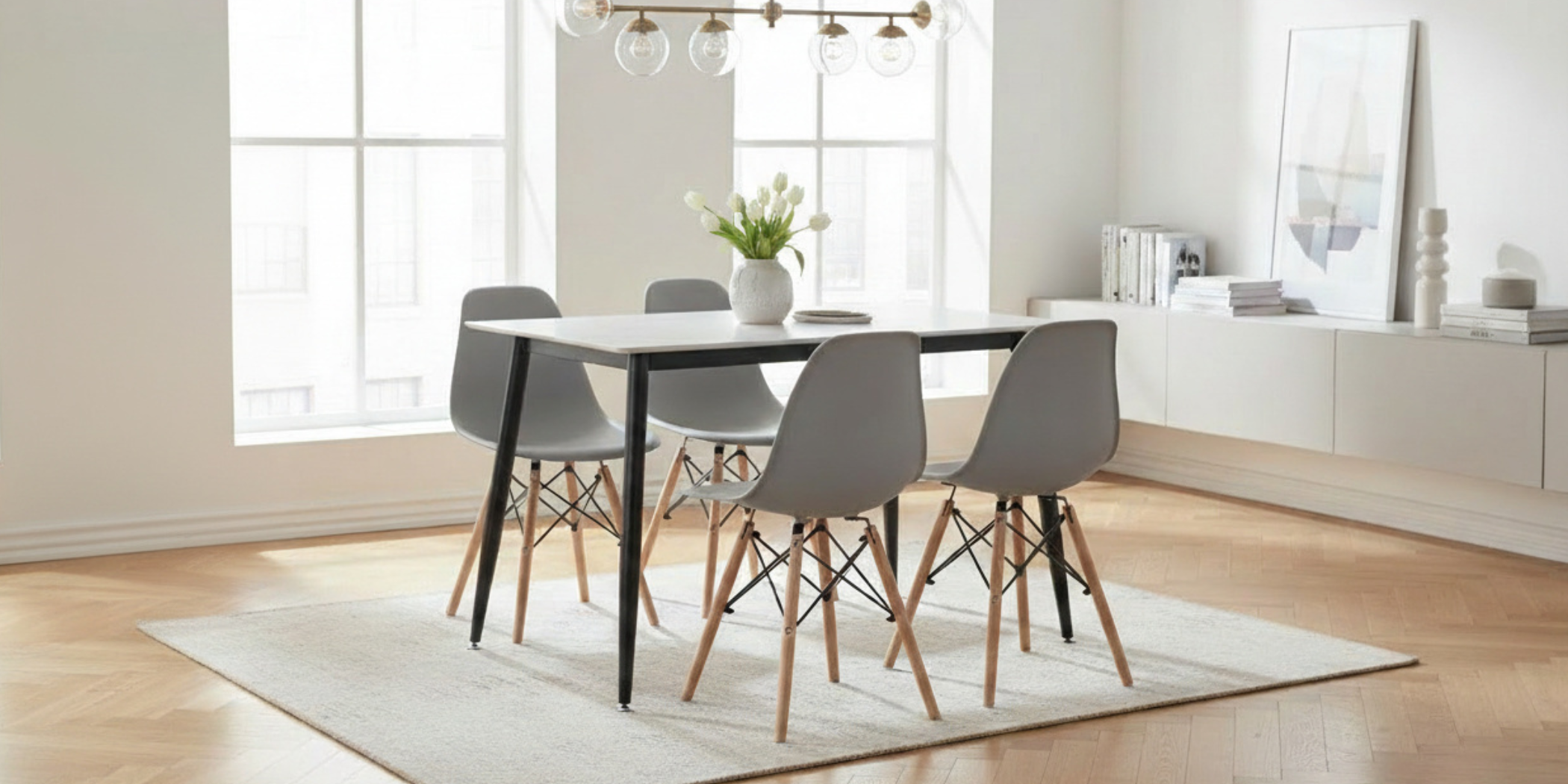 Kult Table and 4 Chairs Light Grey