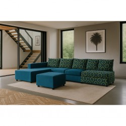 Tola Corner LHF Chaise+2S Armless+Otto Fabric Blue