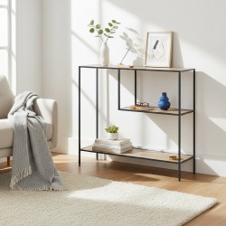 Glitch Console With Shelf In Melamine Oak