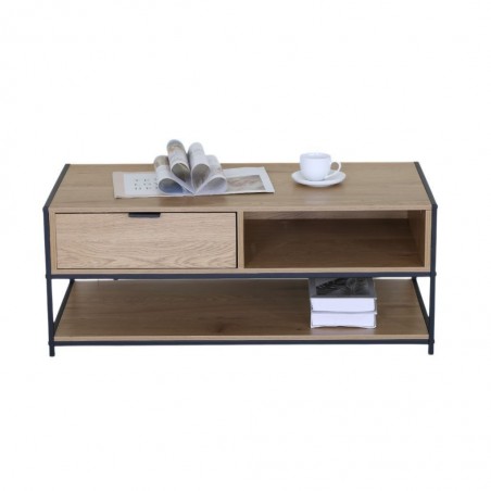 Flood Coffee Table With Drawer in Melamine Oak
