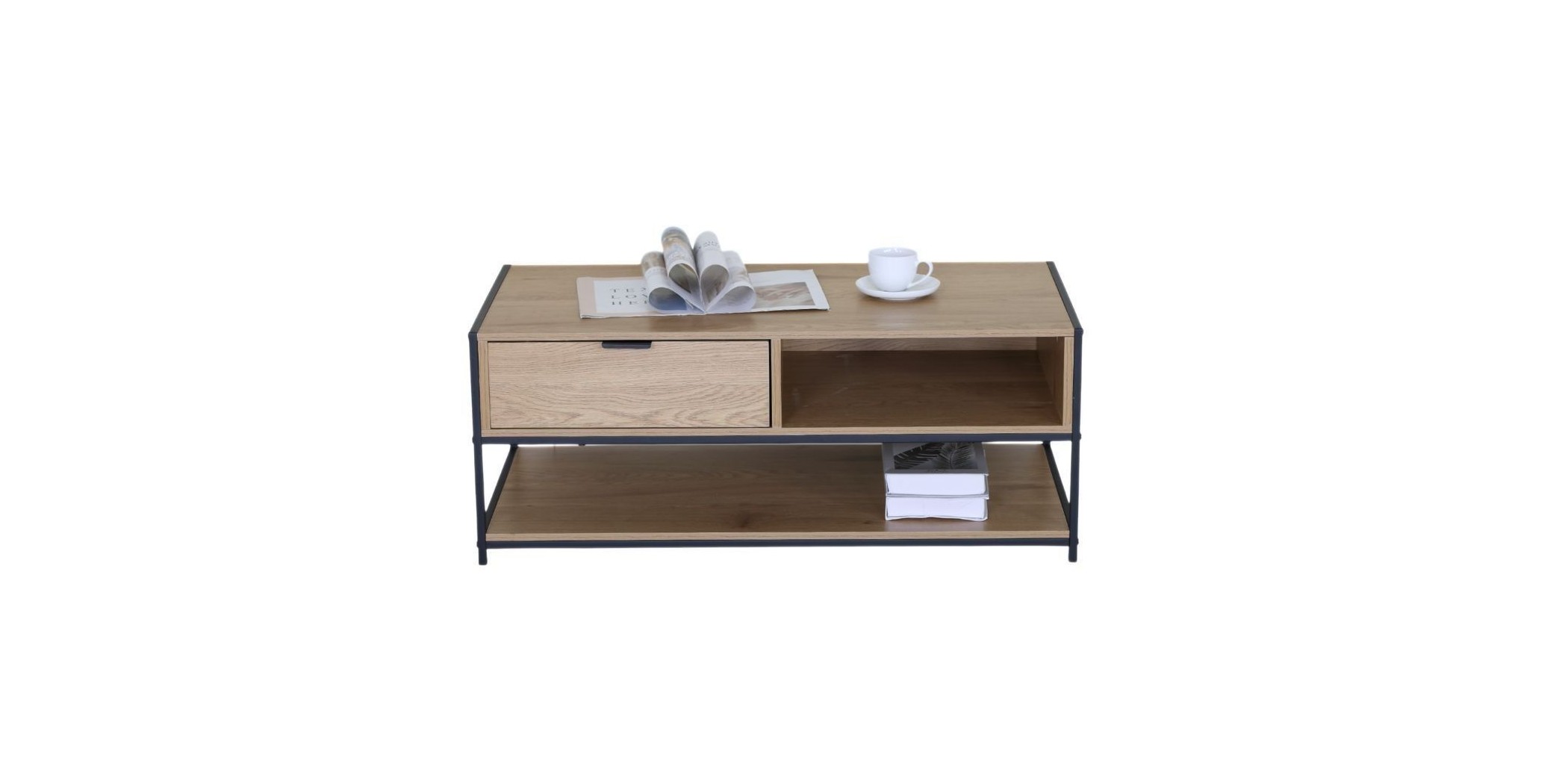 Flood Coffee Table With Drawer in Melamine Oak