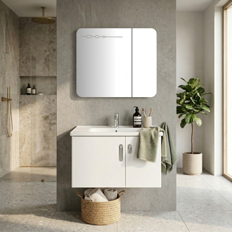 Lavender Bathroom Cabinet With Mirror DE01-80L