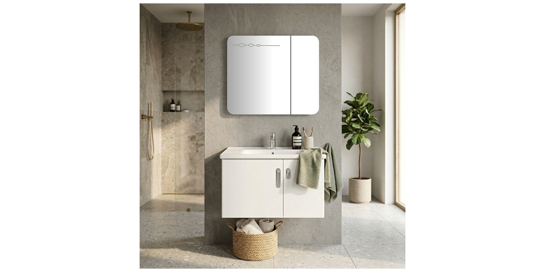 Lavender Bathroom Cabinet With Mirror DE01-80L