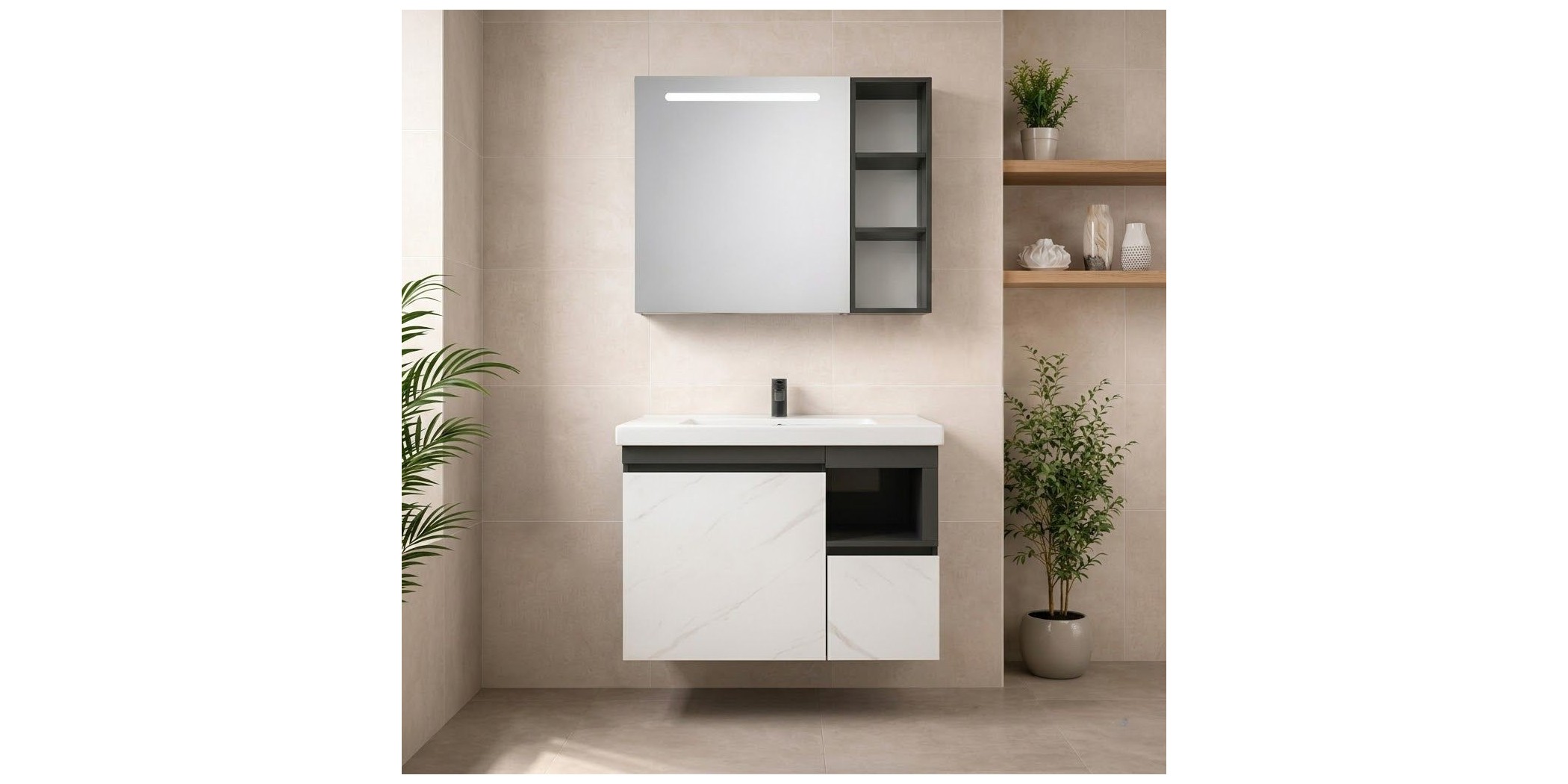 Hibiscus Bathroom Cabinet With Mirror 1120-60