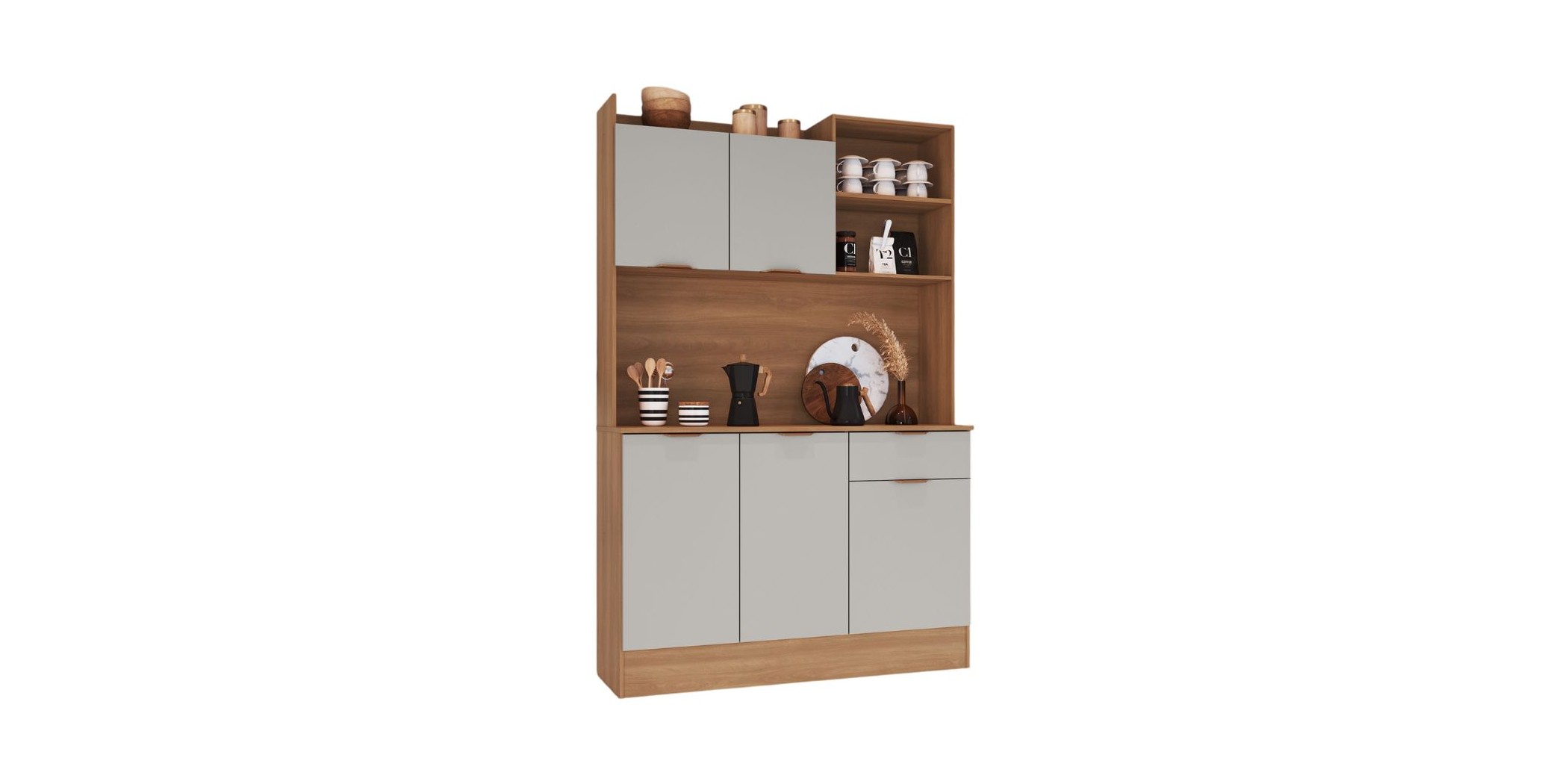 Emily Kitchen Cabinet 5 Doors 1 Drawers Honey & Arenas