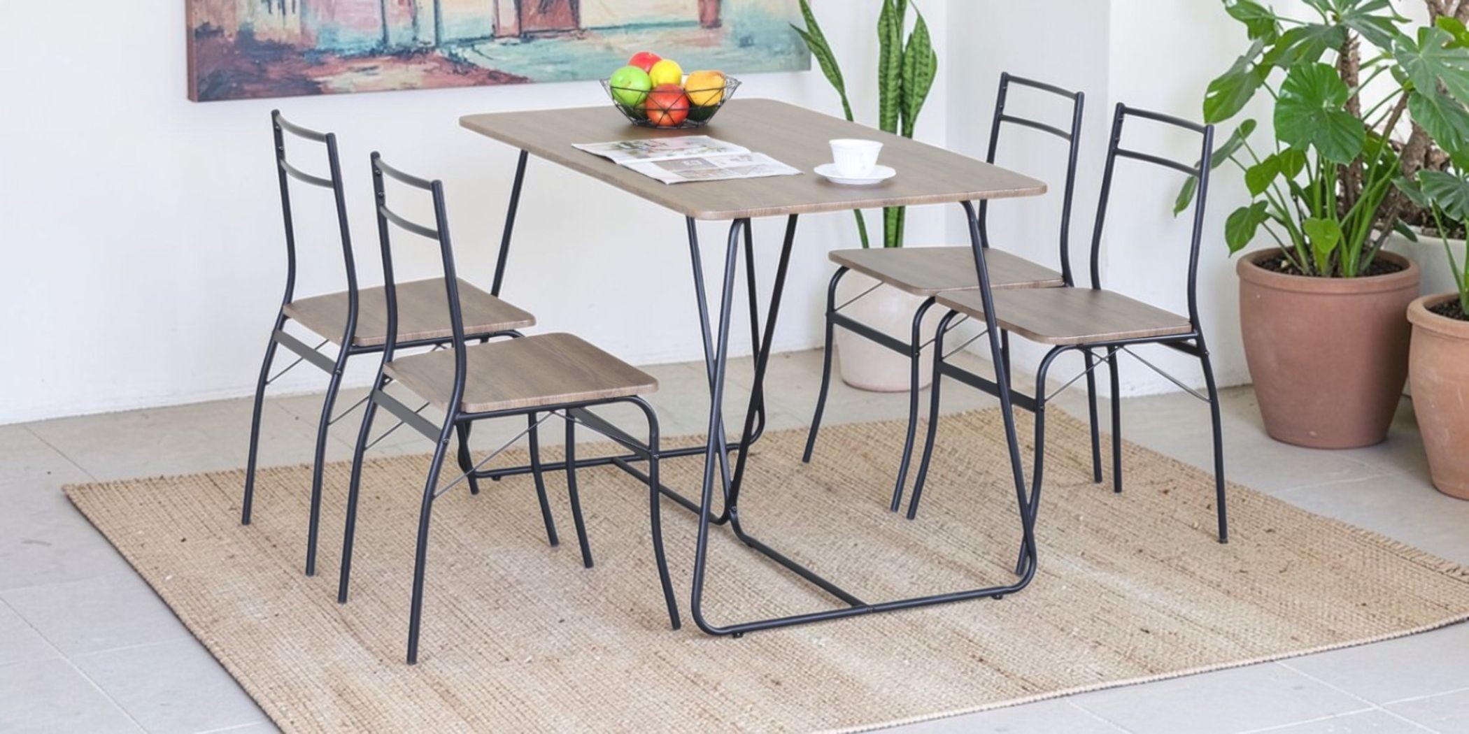 Ophrizio Table & 4 Chairs In Melamine White