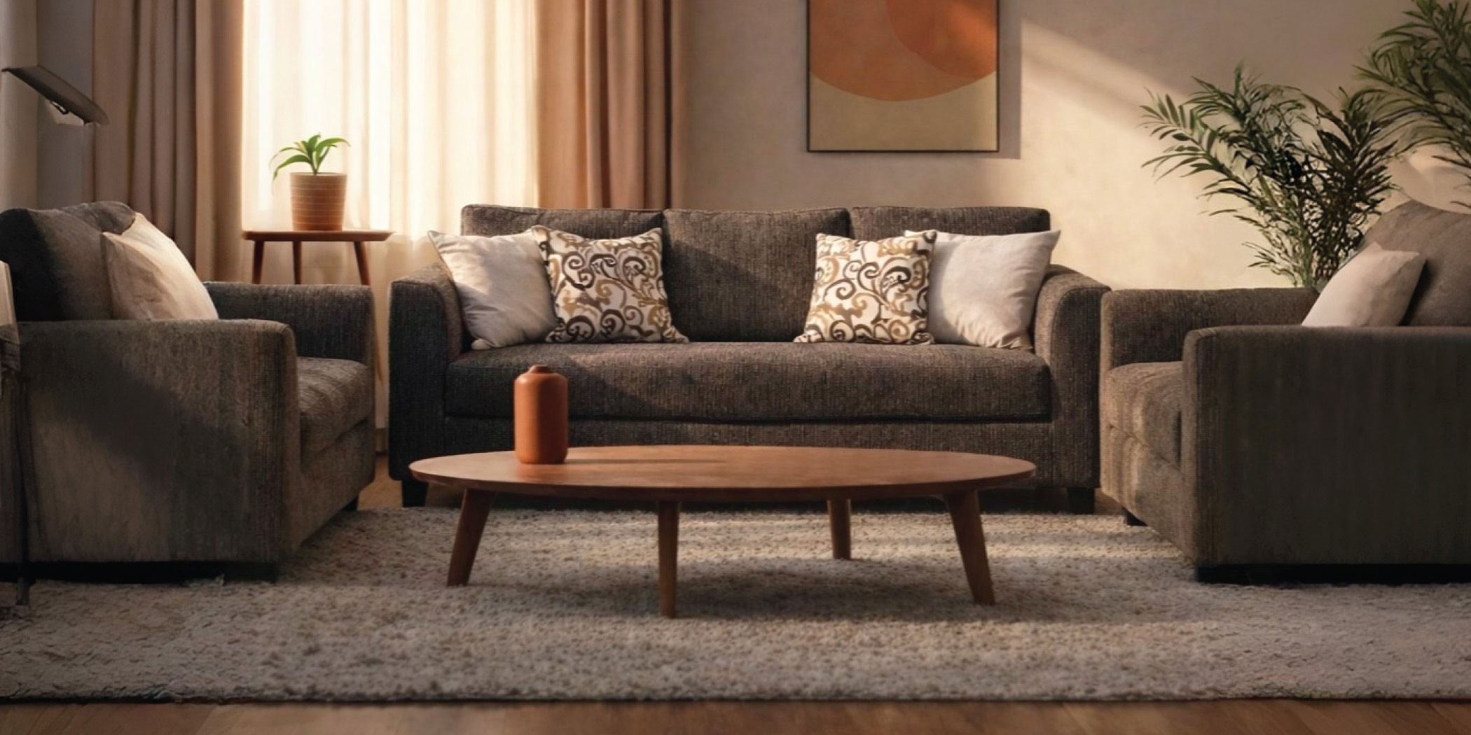 Flow Sofa 3+2+1 Fabric Coffee