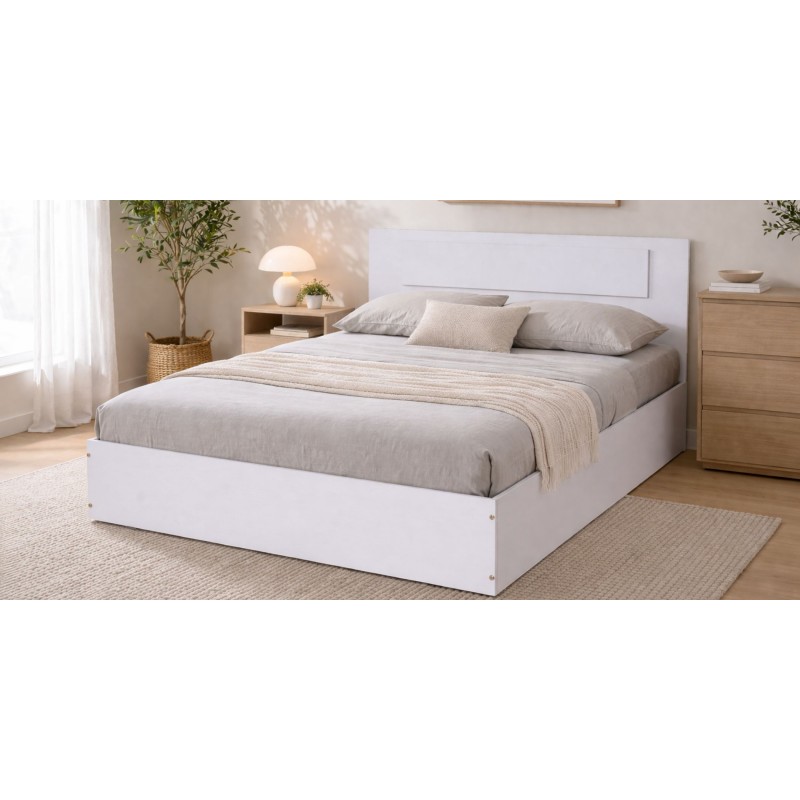 Grace Bed 150x190 cm MDF White Ash