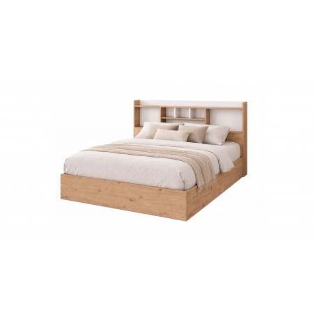 Neo Bed 150x190 cm MDF Red Oak and White