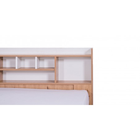 Neo Bed 150x190 cm MDF Red Oak and White
