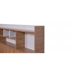 Neo Bed 150x190 cm MDF Red Oak and White