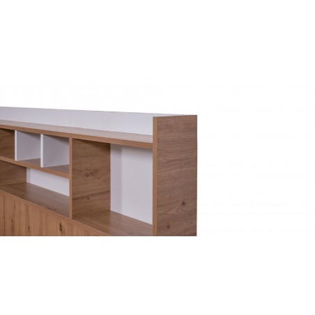 Neo Bed 150x190 cm MDF Red Oak and White