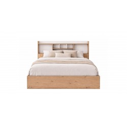 Neo Bed 150x190 cm MDF Red Oak and White