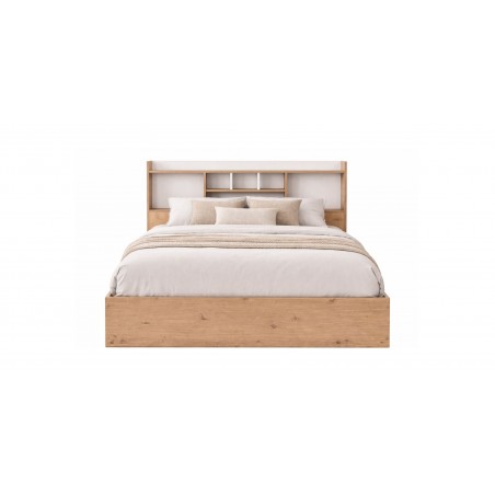 Neo Bed 150x190 cm MDF Red Oak and White