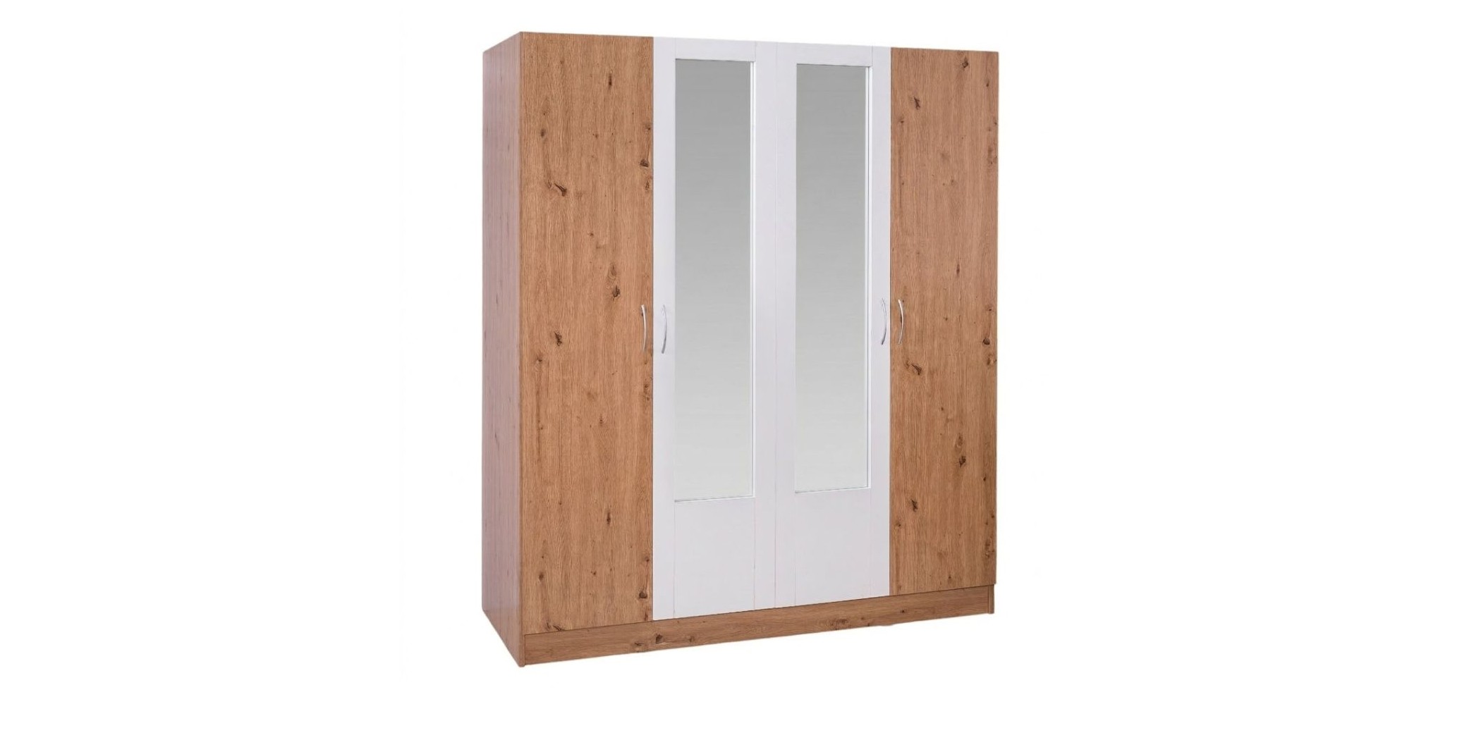 Neo Wardrobe 4 Doors MDF Red Oak And White