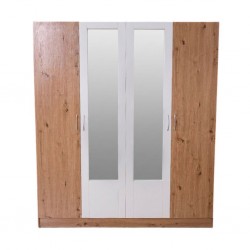 Neo Wardrobe 4 Doors MDF Red Oak And White