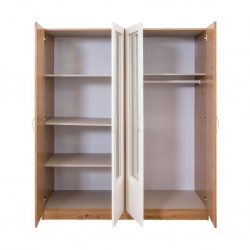 Neo Wardrobe 4 Doors MDF Red Oak And White