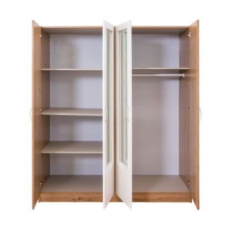 Neo Wardrobe 4 Doors MDF Red Oak And White