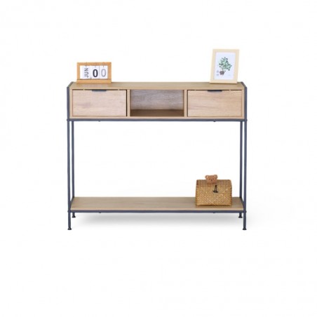 Flood Console With Drawers in Melamine Wild Oak