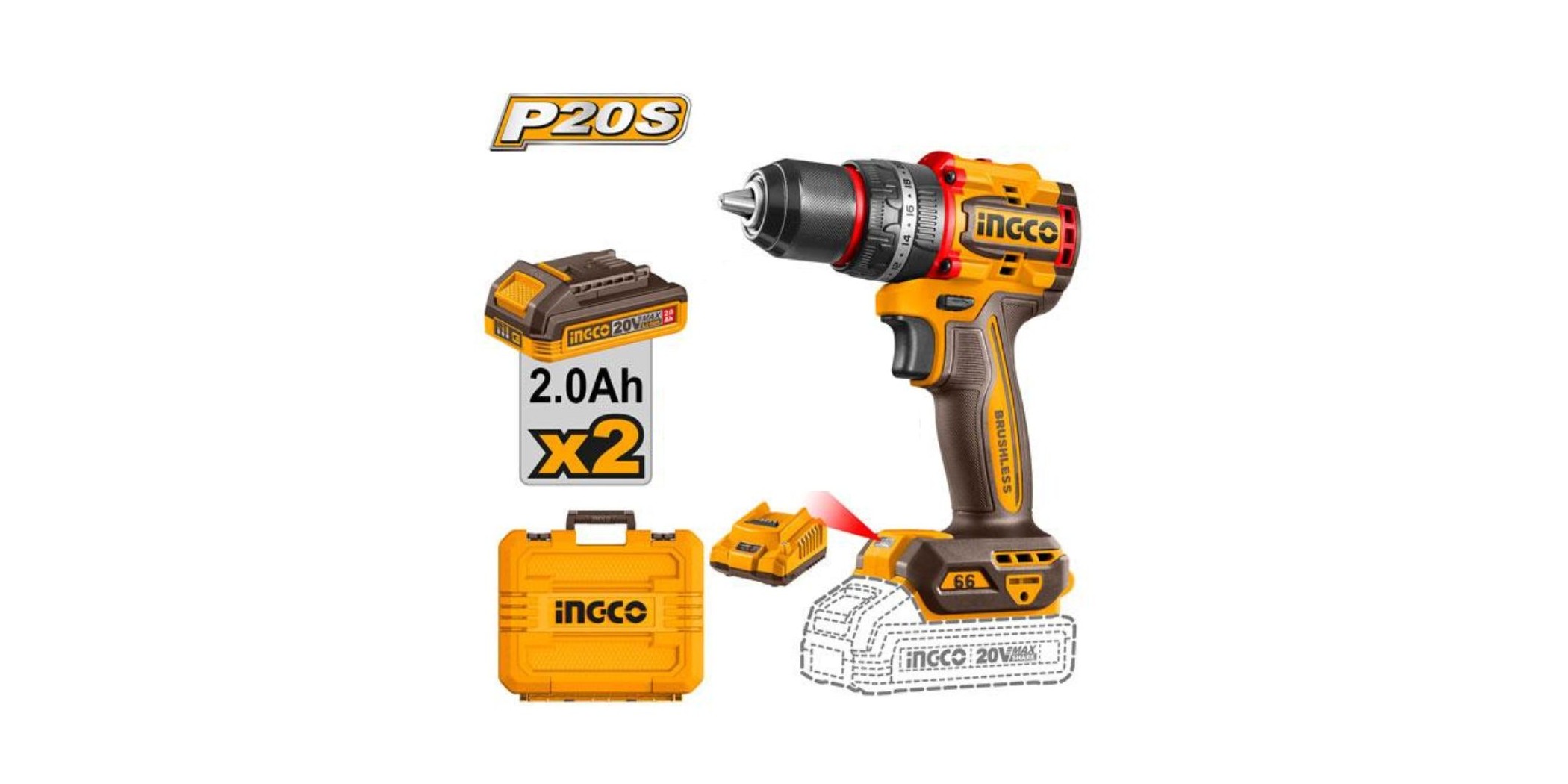Ingco CIDLI20668 Cordless Impact Drill