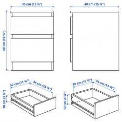 Ikea Kullen Chest Of 2 Drawers White 70355728