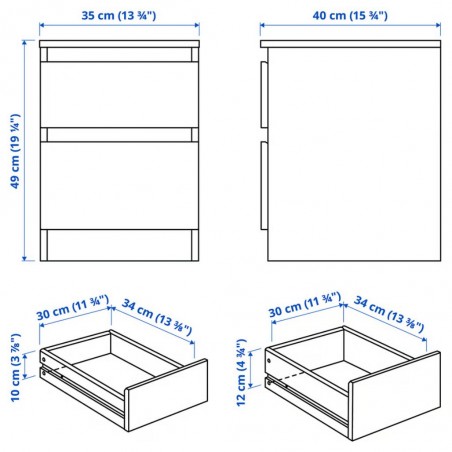 Ikea Kullen Chest Of 2 Drawers White 70355728