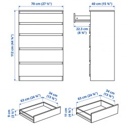 Ikea Kullen Chest Of 5 Drawers White 90355732