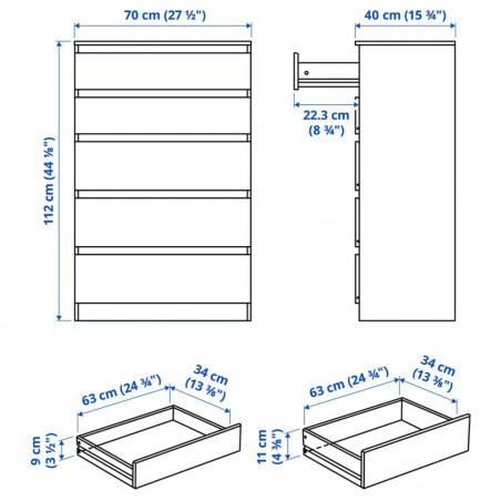 Ikea Kullen Chest Of 5 Drawers White 90355732