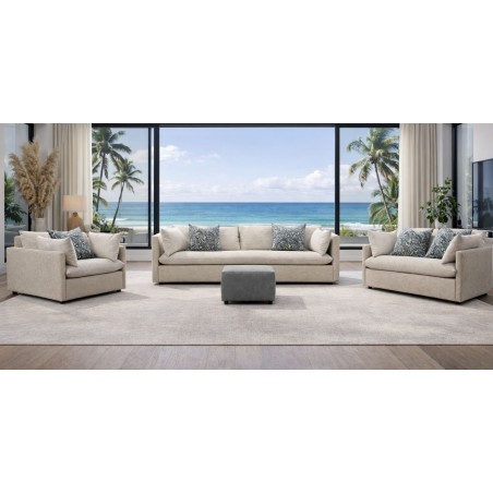 Helix 3+2+1+FREE OTTOMAN Fabric Beige Leather Gel