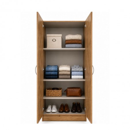 Ace Wardrobe 2 Doors With Shelves MDF Red Oak