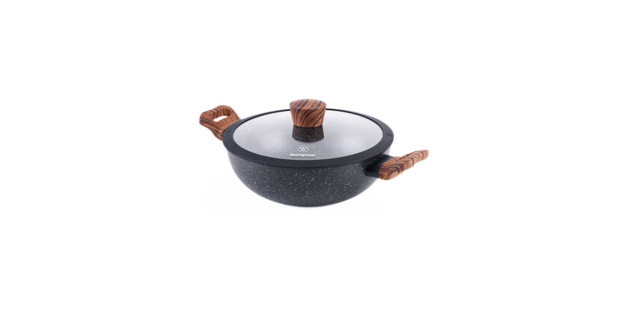 Westinghouse WCCW0085D24MBB 24cm Pressed Aluminum Wok With Glass Lid