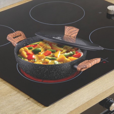 Westinghouse WCCW0085D24MBB 24cm Pressed Aluminum Wok With Glass Lid