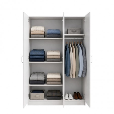 Ace Wardrobe 3 Doors With Shelves MDF Ash Grey