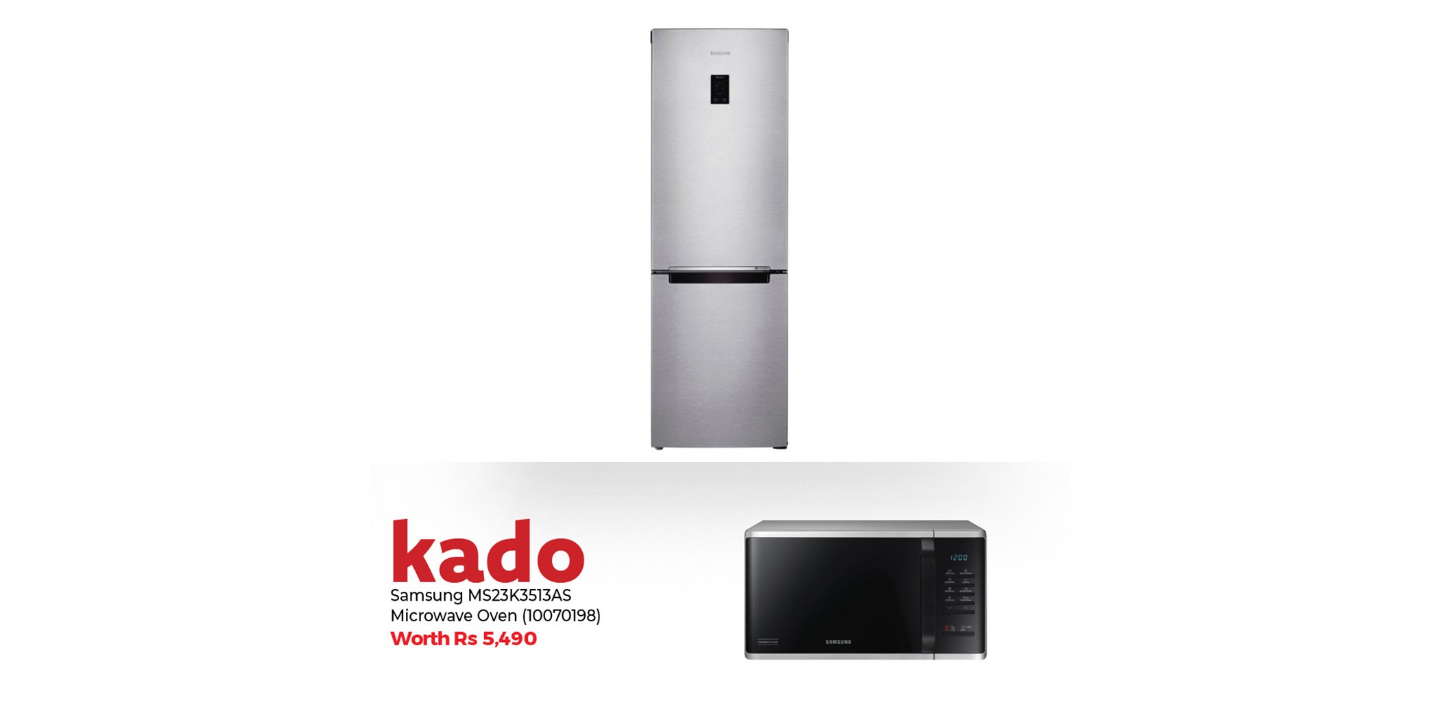Samsung RB33J3205SA Refrigerator & Free Samsung MS23K3513AS Microwave Oven