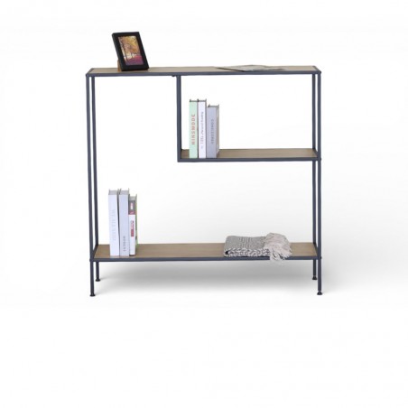 Glitch Console With Shelf In Melamine Oak